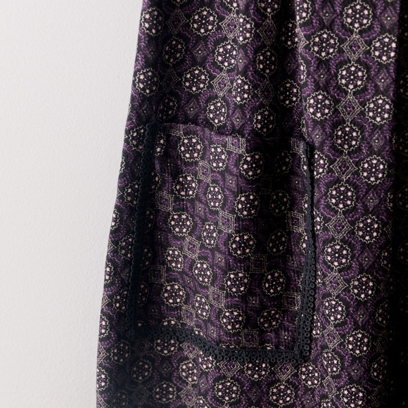 Anna Sui - Brocade - Black Purple Lace Dress - Grunge Vintage Designer - Size 10 - Picture 7 of 10
